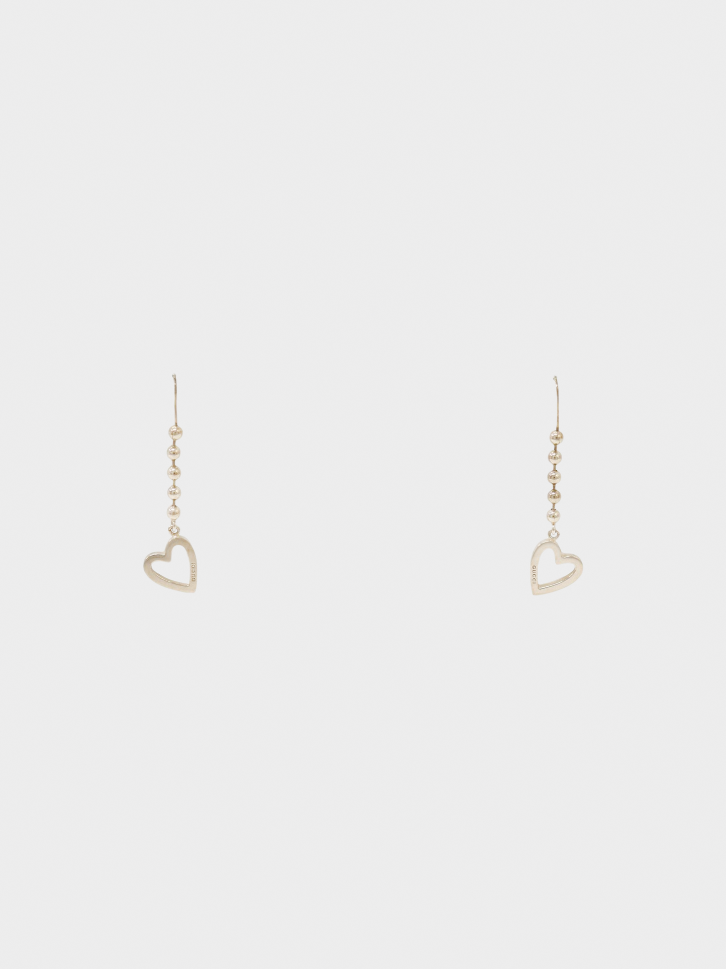 Gucci 2000s Silver Heart Ball Chain Earrings