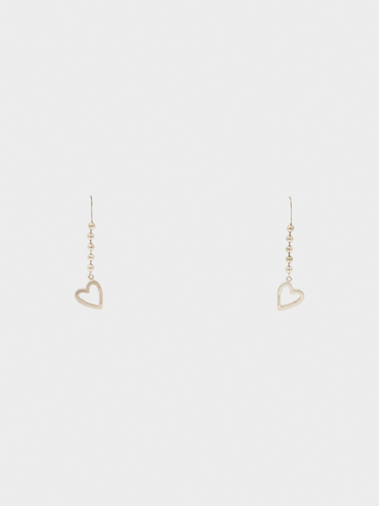 Gucci 2000s Silver Heart Ball Chain Earrings