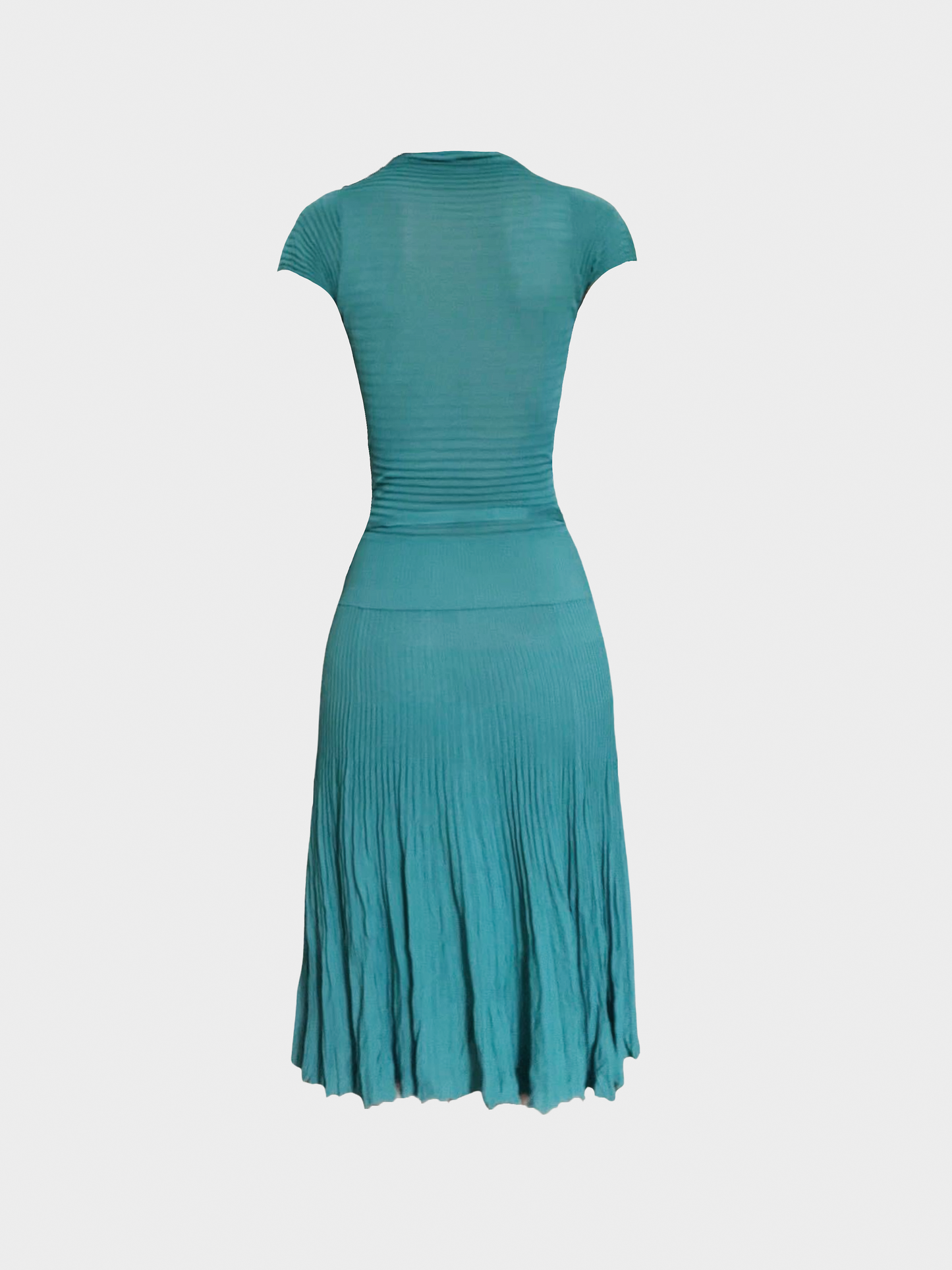 Gucci by Tom Ford 2000s Knit Wrap Teal Dress