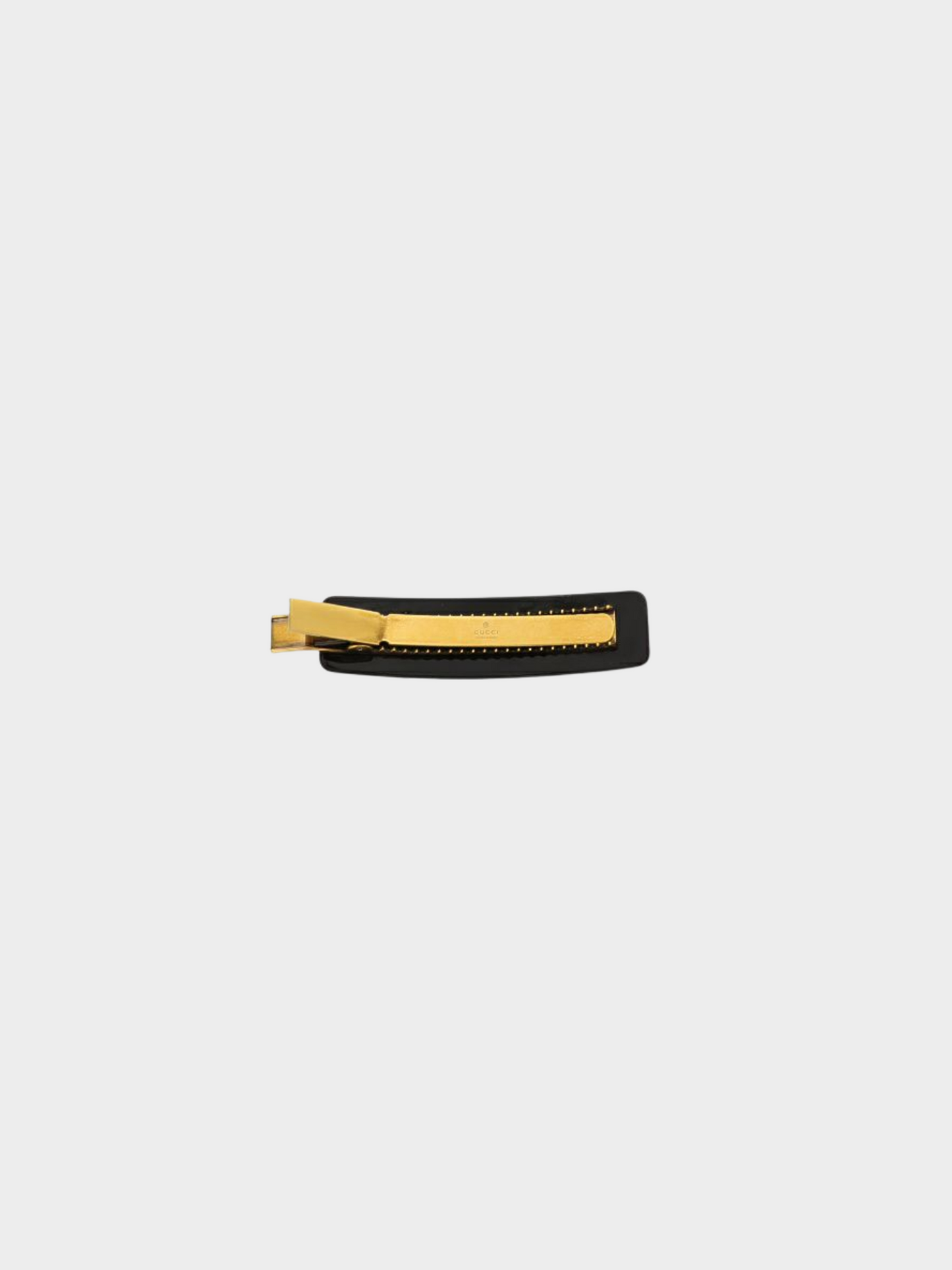 Gucci 2010s Black Logo Rhinestone Barrette