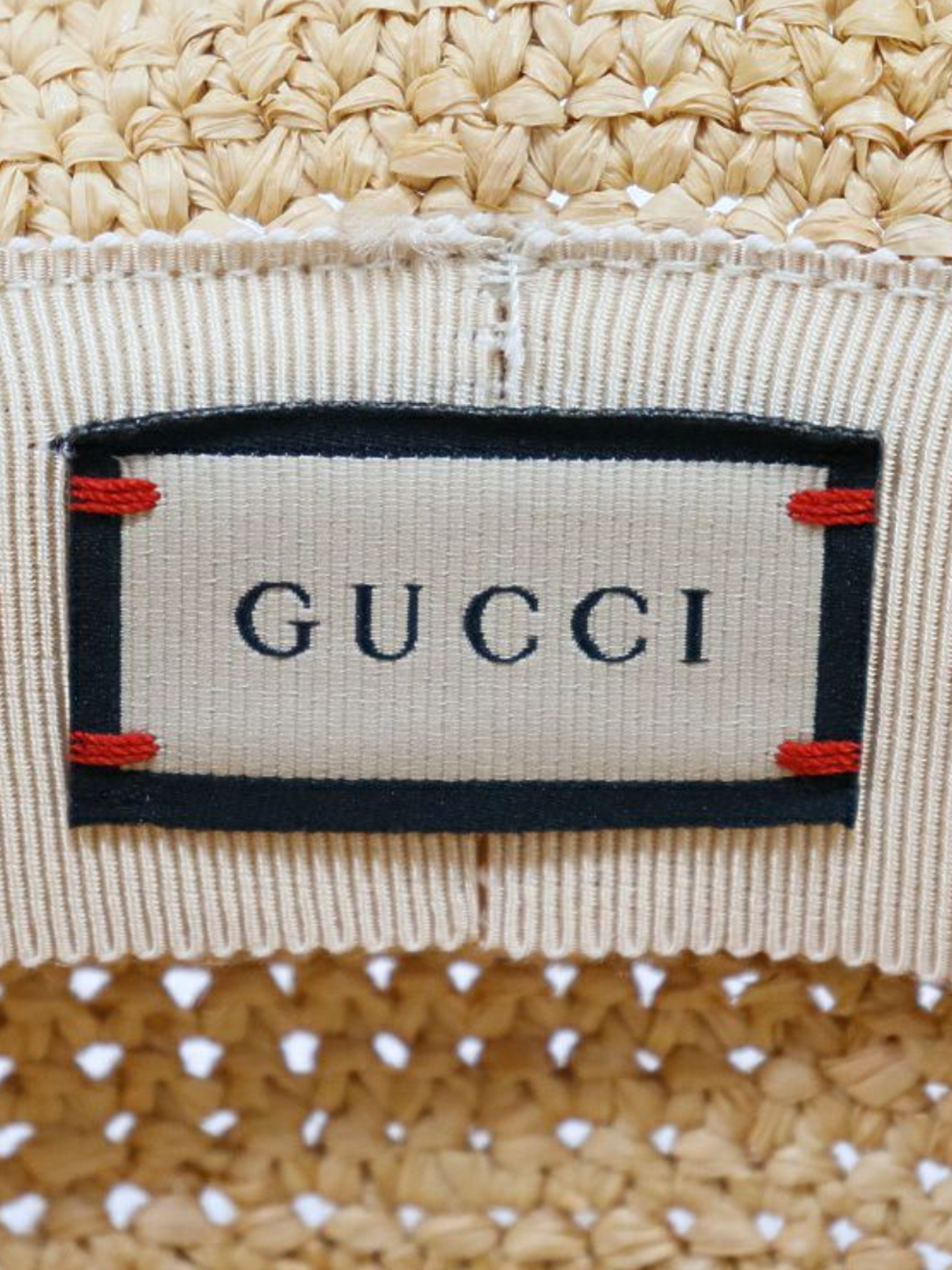 Gucci 2020s Beige Raffia Double G Bucket Hat
