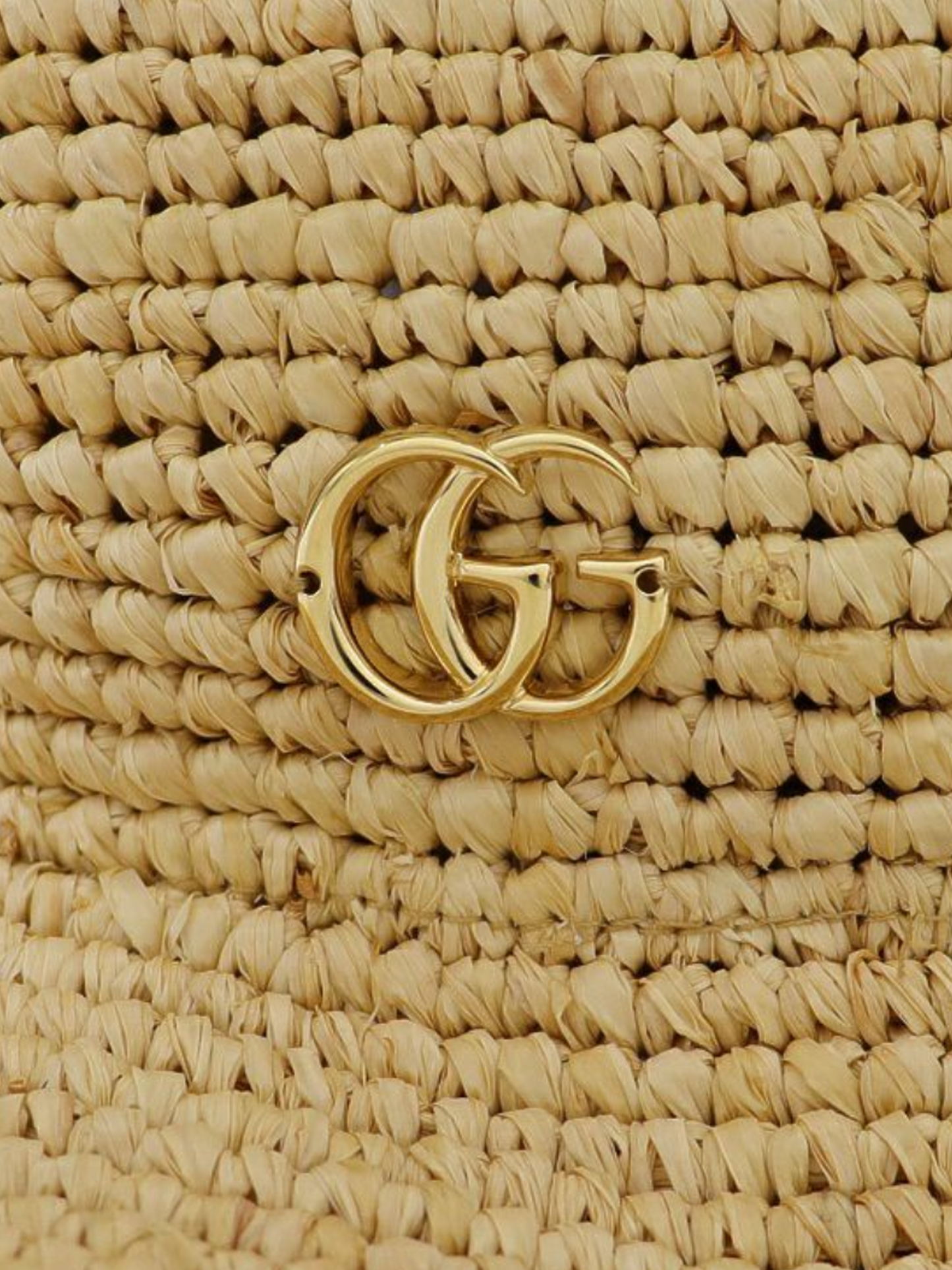 Gucci 2020s Beige Raffia Double G Bucket Hat