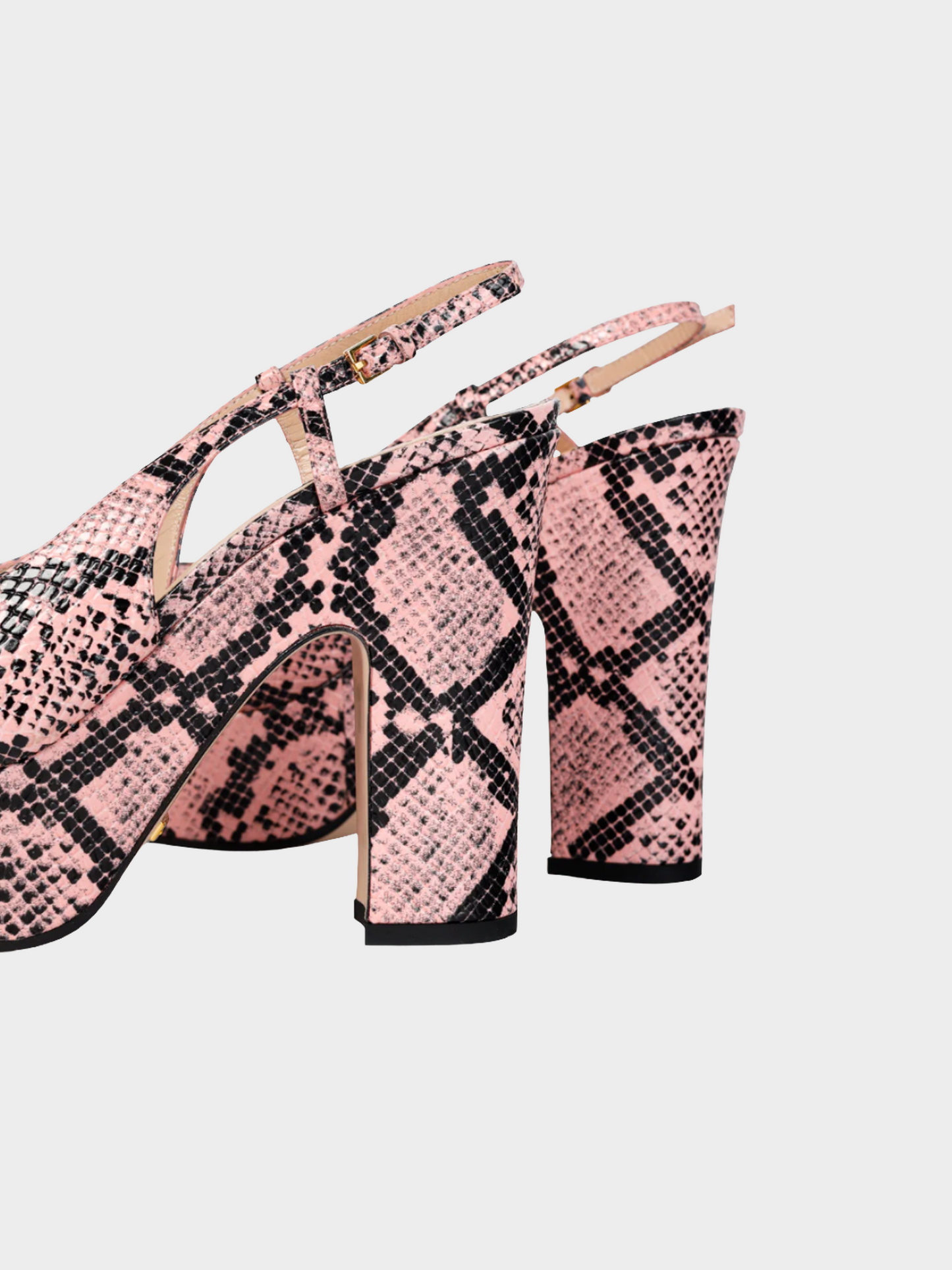 Gucci 2023 Rose Python Calf Print Horsebit Platform Sandals