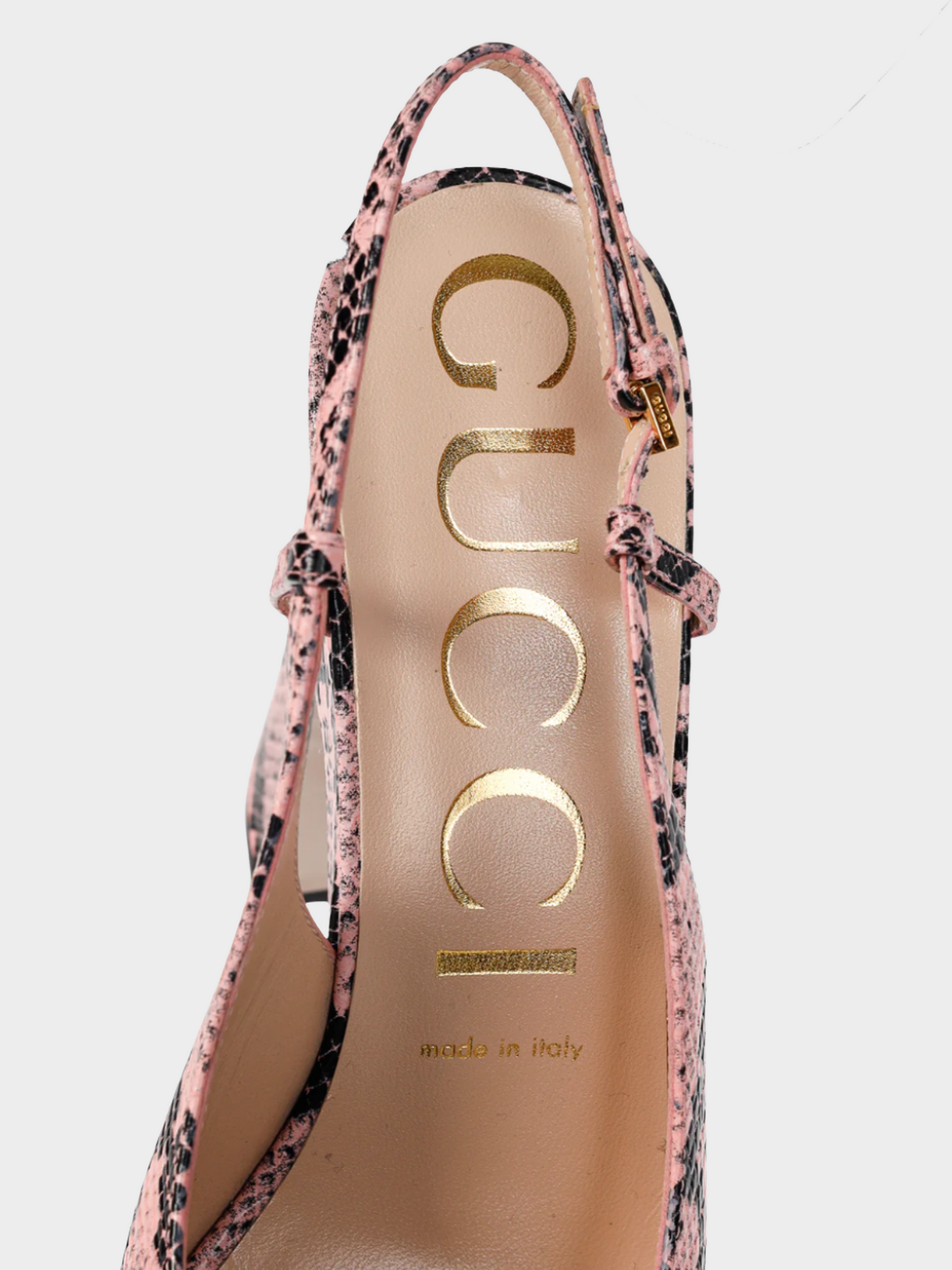 Gucci 2023 Rose Python Calf Print Horsebit Platform Sandals