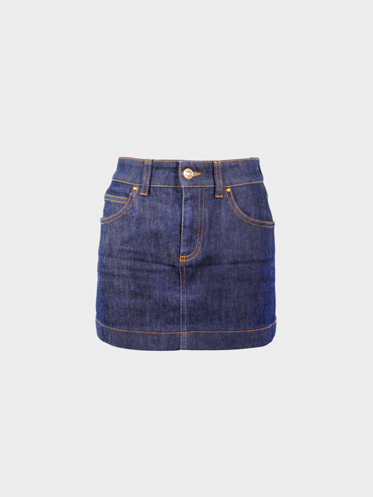 Gucci 2010s Dark Denim Cotton Mini Skirt