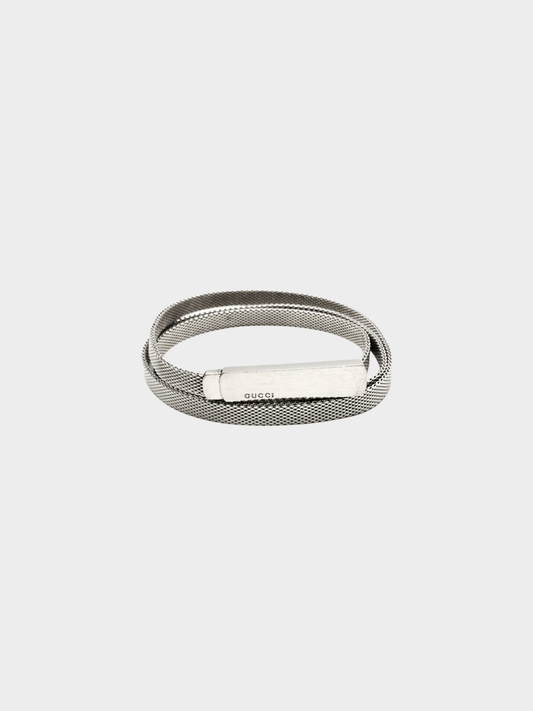 Gucci 2000s Silver Metal Plaque Belt