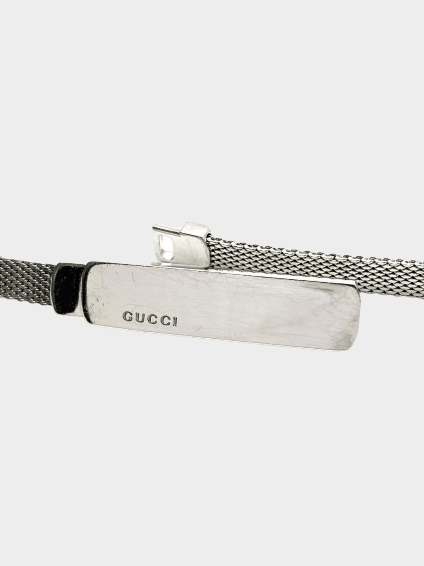 Gucci 2000s Silver Metal Plaque Belt