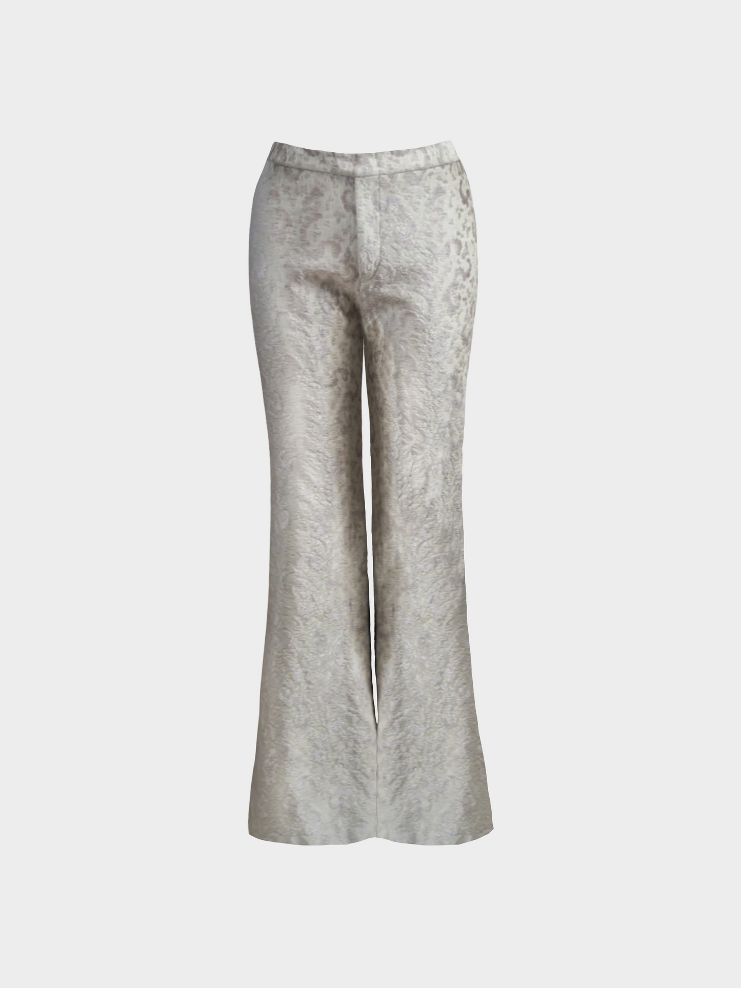 Gucci SS 2000 Ivory White Jacquard Print Flare Leg Pants