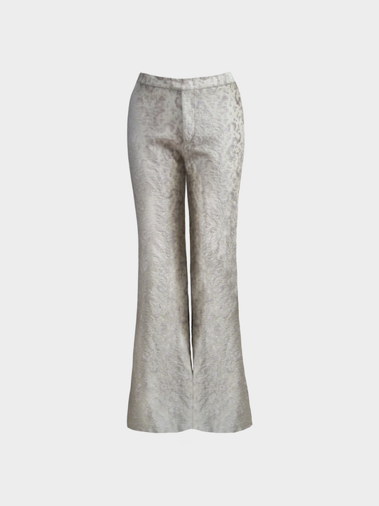 Gucci SS 2000 Ivory White Jacquard Print Flare Leg Pants