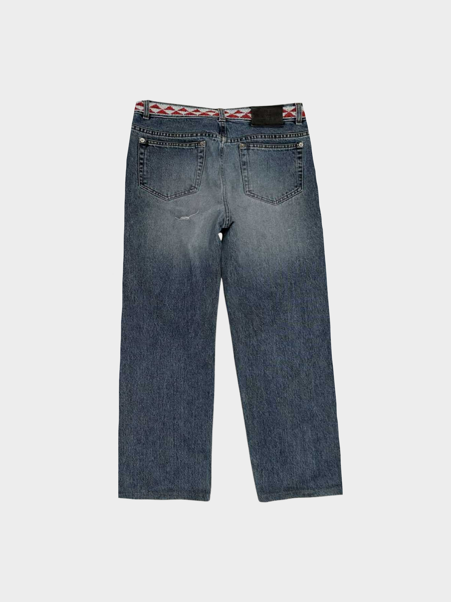 Gucci by Tom Ford SS 1999 Blue Denim Geometric Waistband Jeans