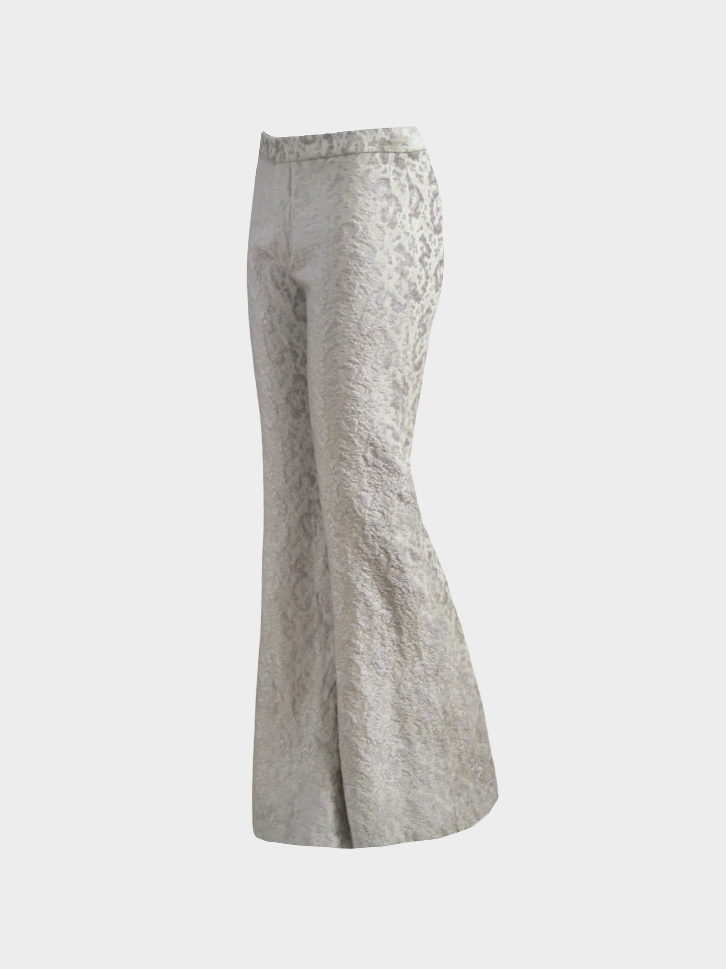 Gucci SS 2000 Ivory White Jacquard Print Flare Leg Pants
