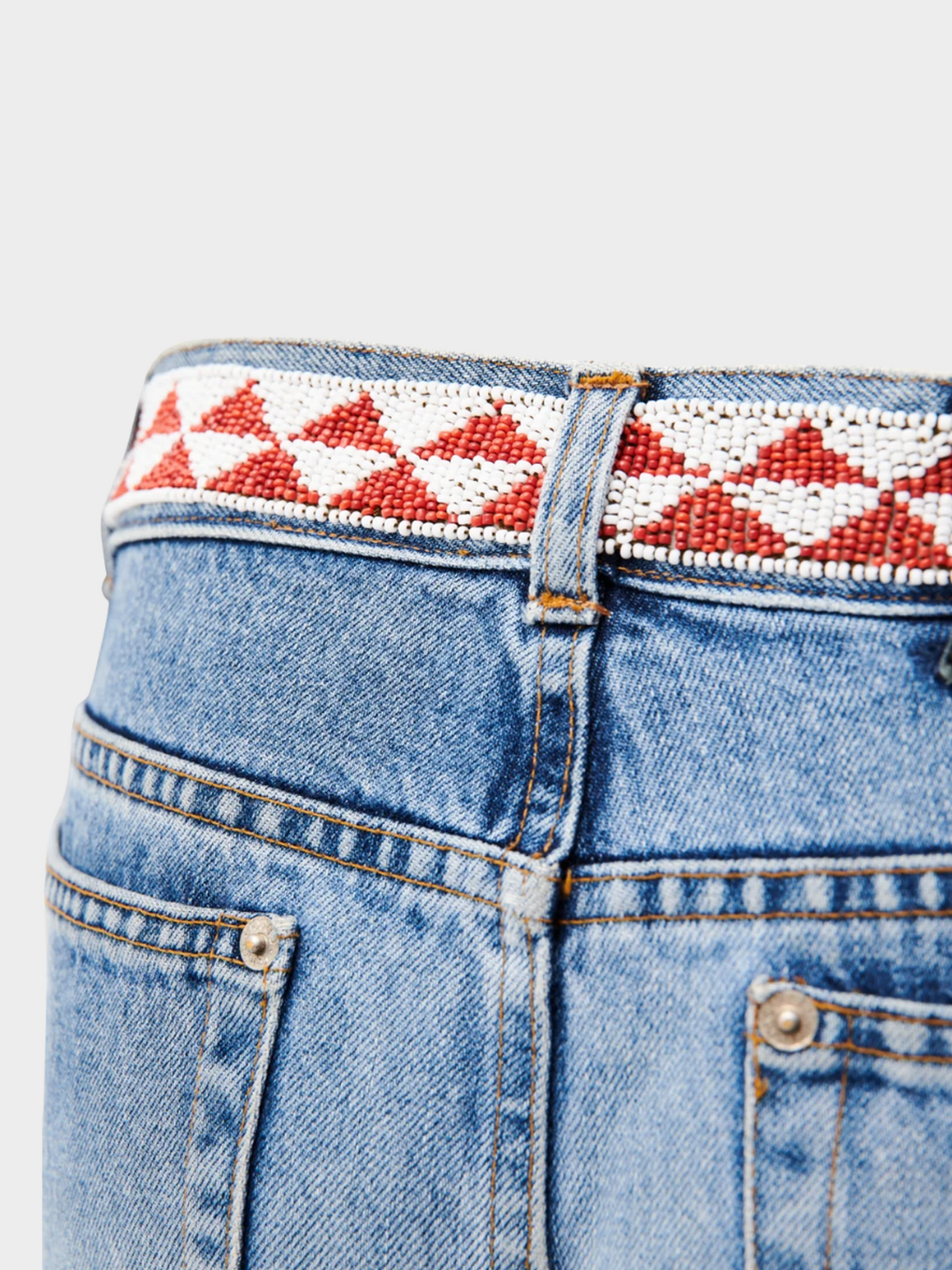 Gucci by Tom Ford SS 1999 Blue Denim Geometric Waistband Jeans