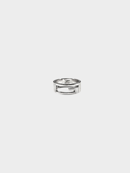 Gucci 2000s Men's Silver Logo Cutout Ring