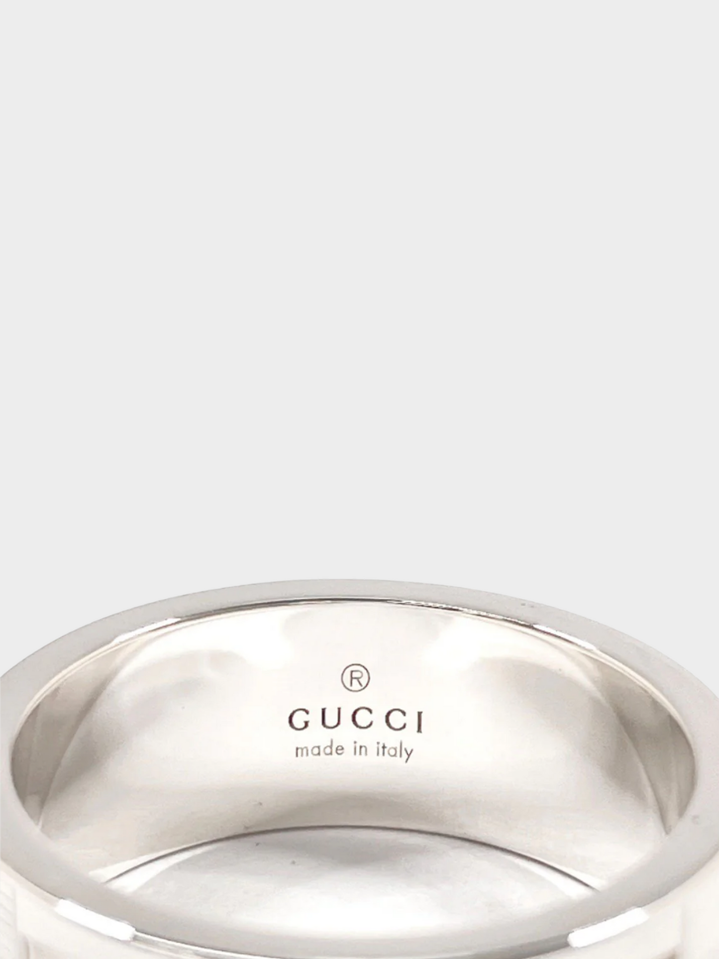 Gucci 2000s Men's Silver Logo Cutout Ring