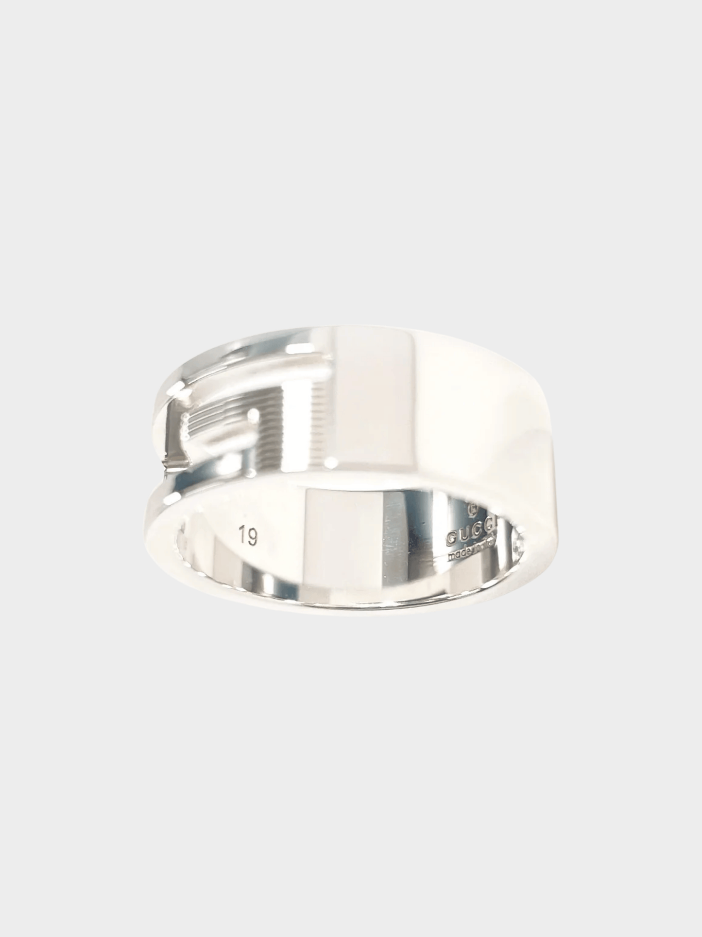 Gucci 2000s Men's Silver Logo Cutout Ring
