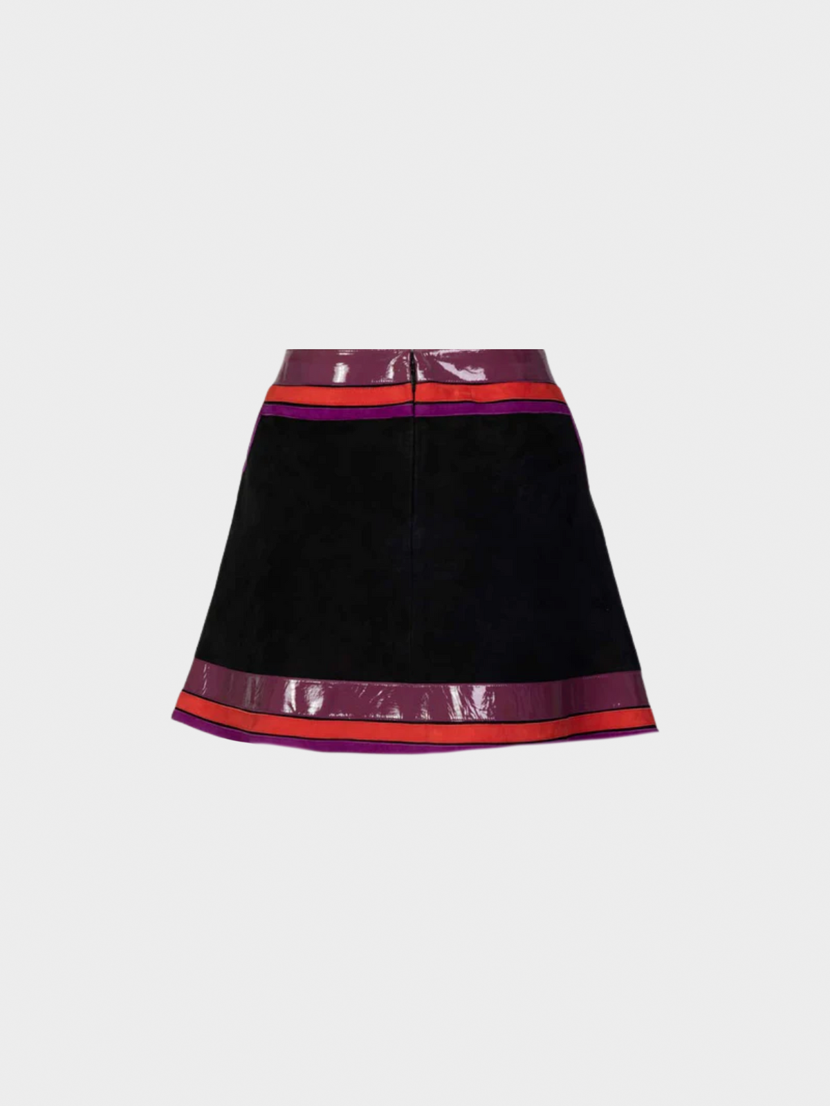Gucci SS 2007 Runway Black Suede Purple Pink Patent Leather Mod Mini Skirt