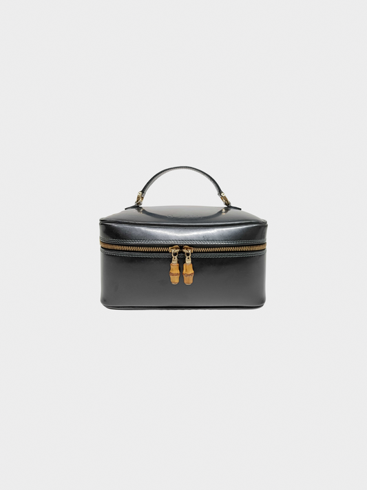 Gucci 1990s Black Leather Vanity Bag
