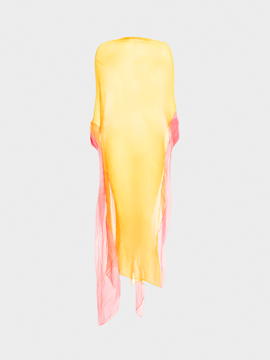 Gucci 2010s Silk Sheer Two Tone Poncho Dress