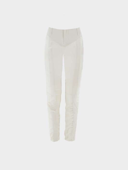 Gucci by Tom Ford SS 2004 White Ruched Silk Pants