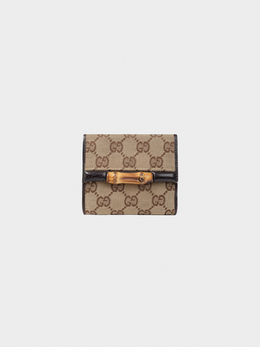 Gucci 2000s Beige GG Canvas Bamboo Bifold Wallet