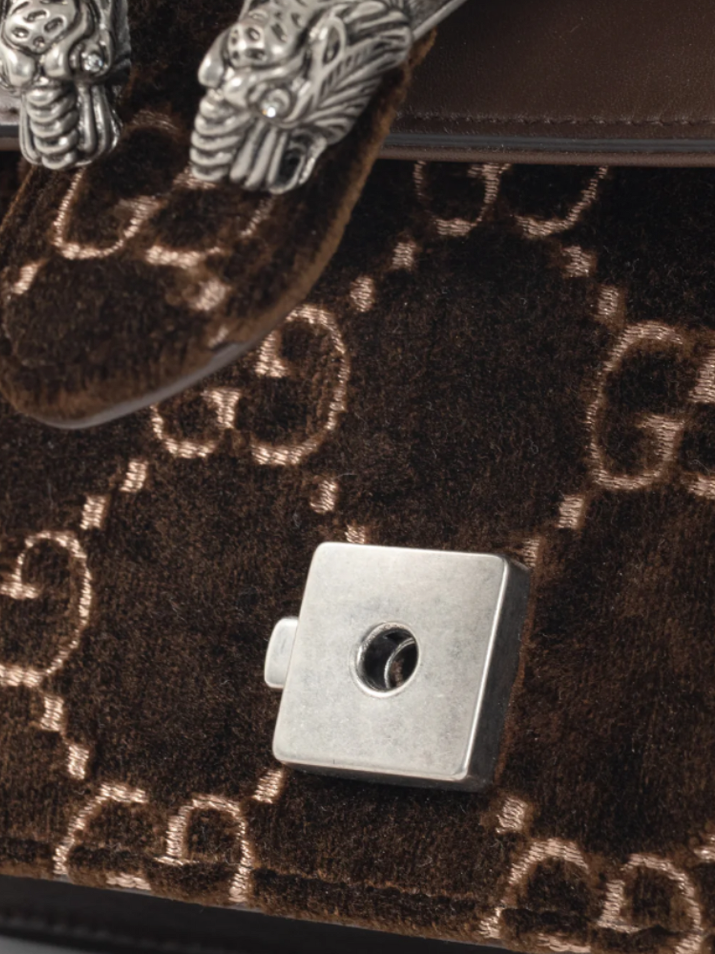 Gucci 2010s Dionysus Brown Velvet GG Monogram Medium Shoulder Bag