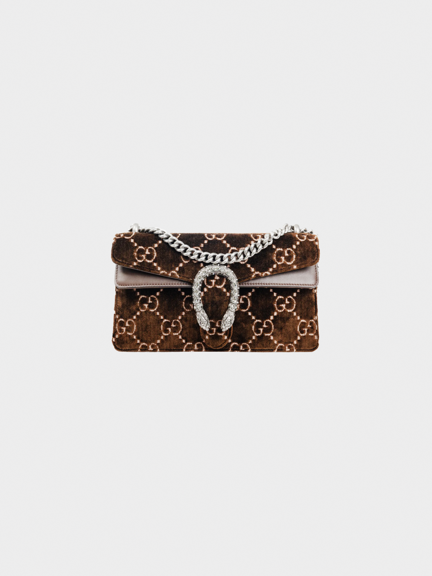 Gucci 2010s Dionysus Brown Velvet GG Monogram Medium Shoulder Bag