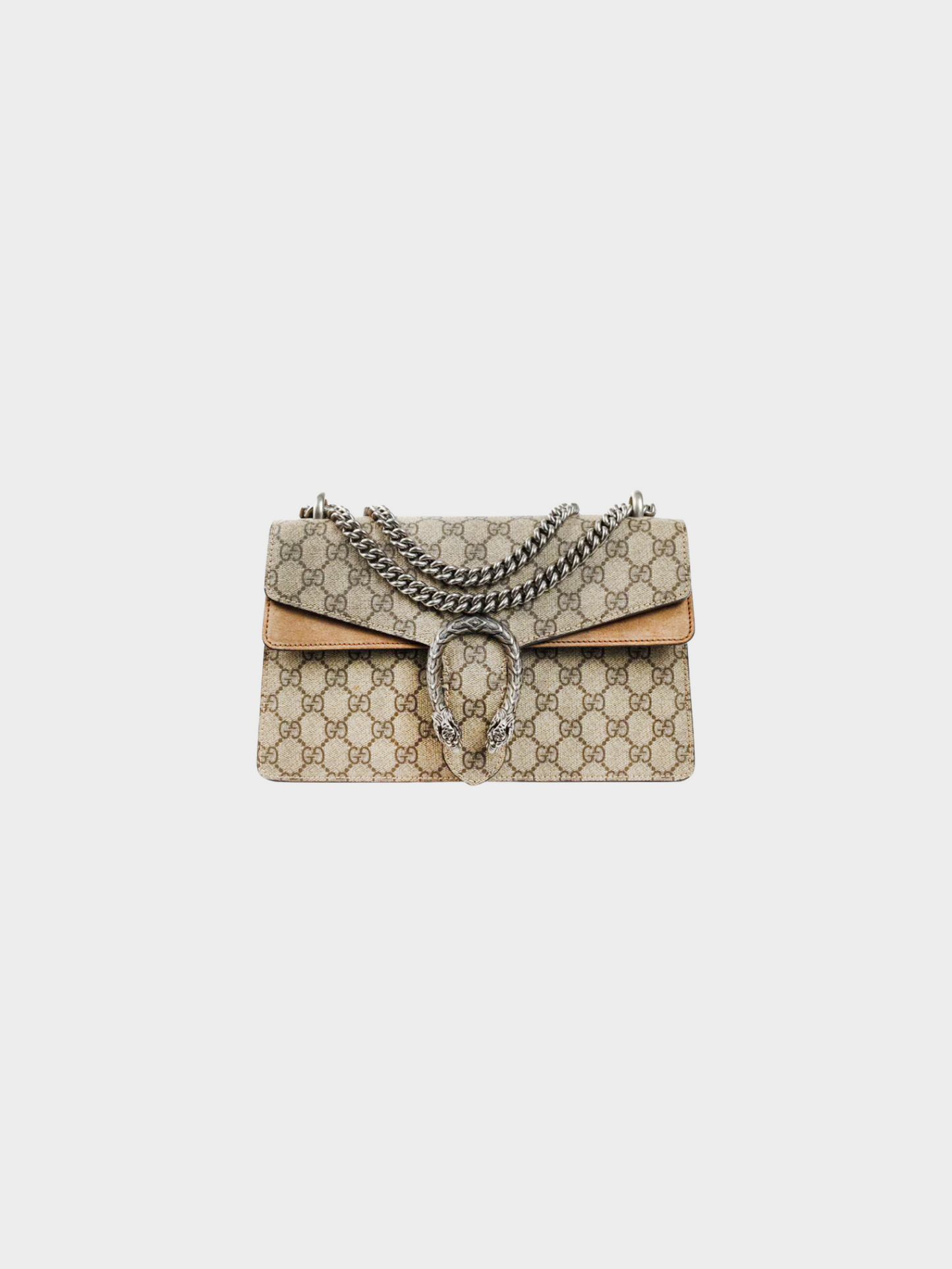 Gucci 2010s Dionysus Beige & Ebony GG Supreme Canvas Medium Shoulder Bag