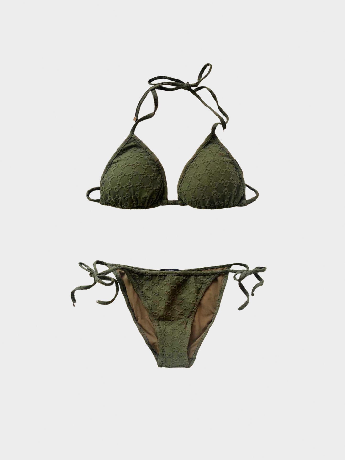 Gucci 2000s Olive Green GG Logo Bikini
