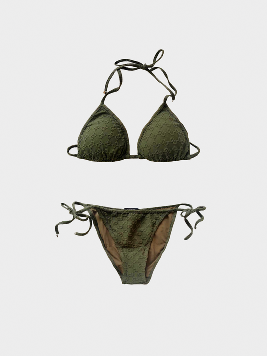 Gucci 2000s Olive Green GG Logo Bikini