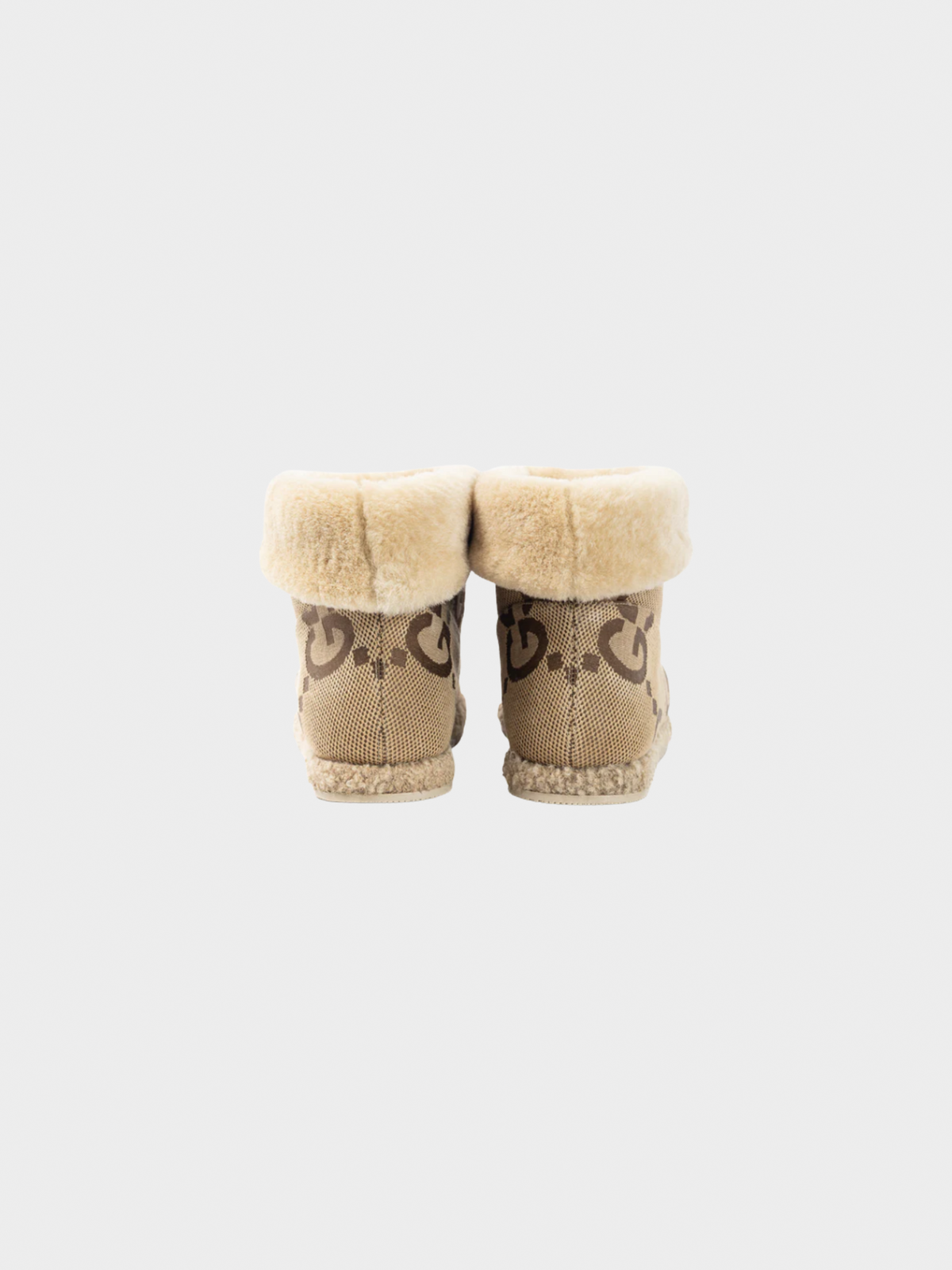 Gucci 2021 Fria Beige Jumbo GG Sherpa Horsebit Ankle Boots