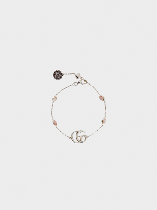 Gucci 2010s Silver Double G Mother of Pearl Bracelet