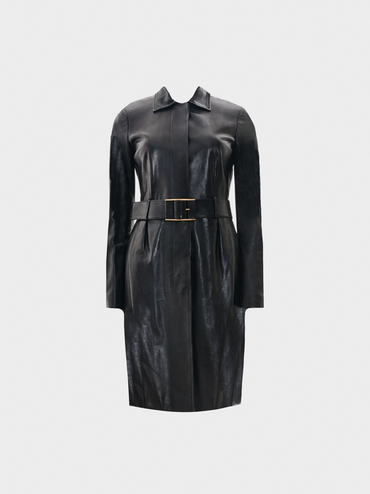 Gucci by Tom Ford FW 1999 Black Leather Trench with Belt