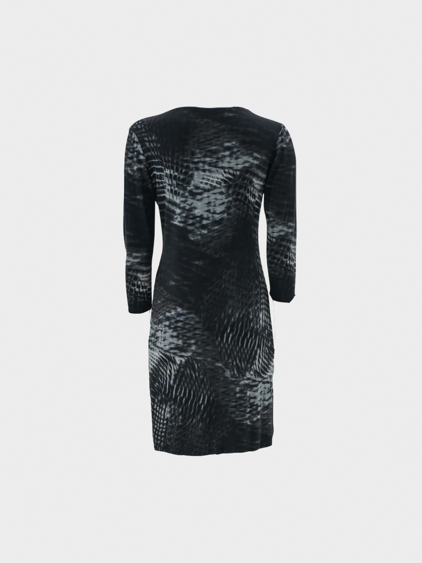 Gucci by Tom Ford SS 2000 Dark Grey Abstract Viscose V-neck Dress