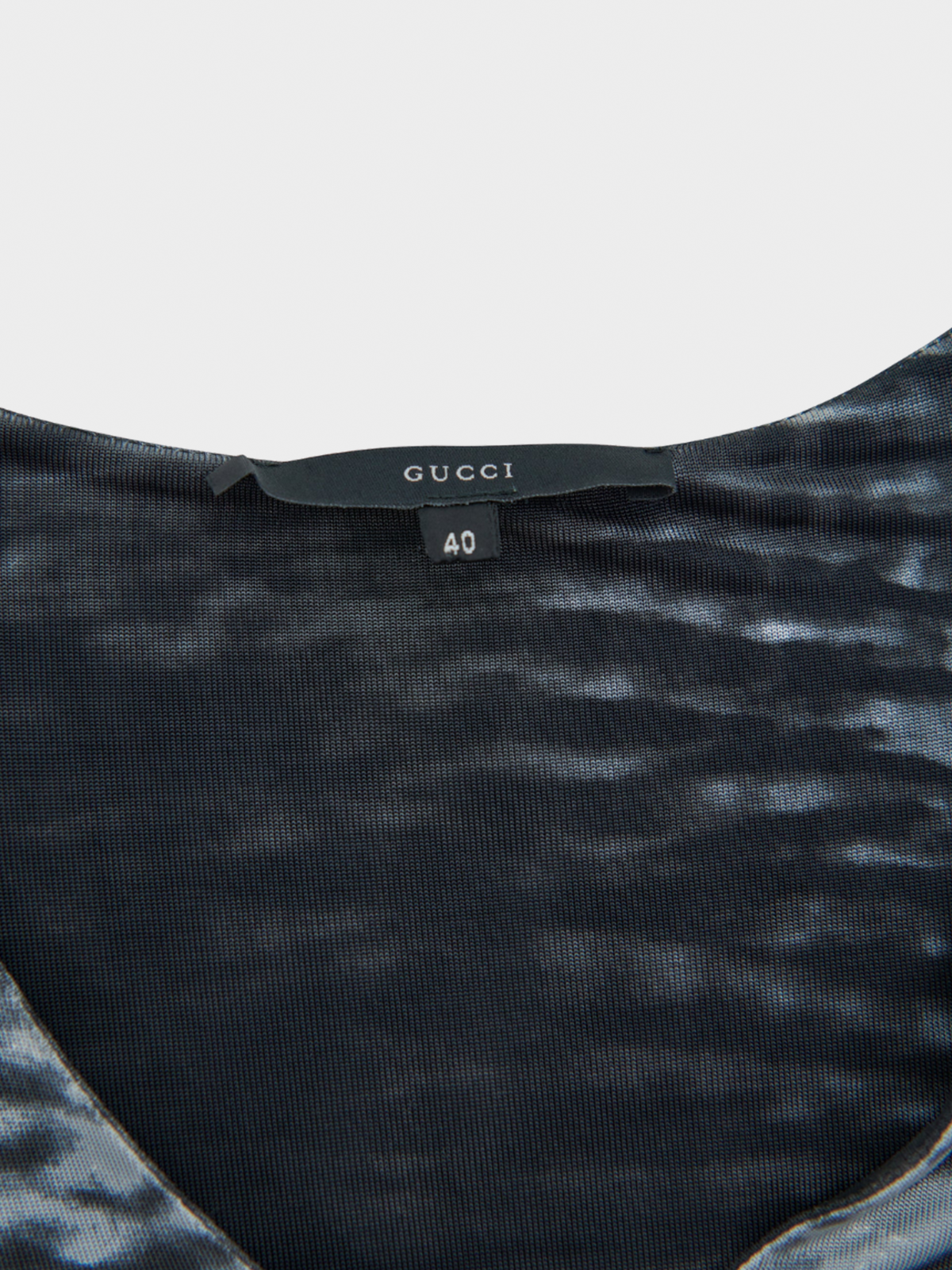 Gucci by Tom Ford SS 2000 Dark Grey Abstract Viscose V-neck Dress
