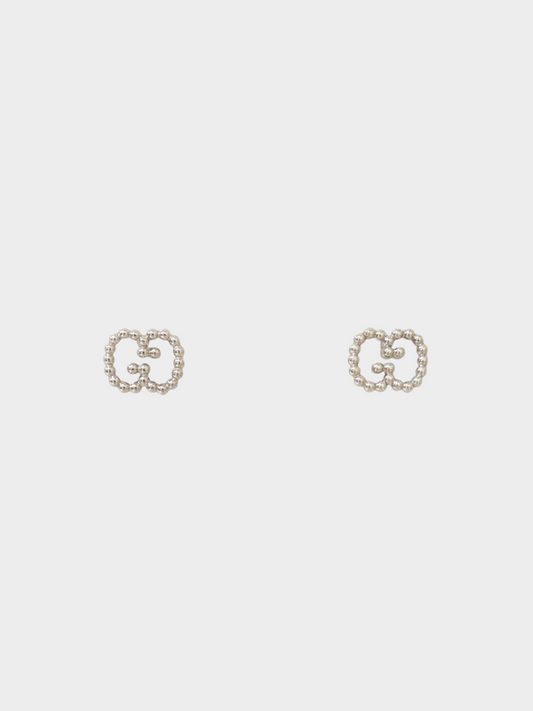 Gucci 2000s Silver Ball Chain Double G Earrings