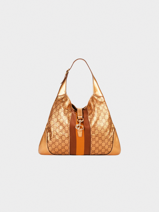 Gucci 2000s Gold Guccissima Leather Jackie O Bouvier Medium Hobo