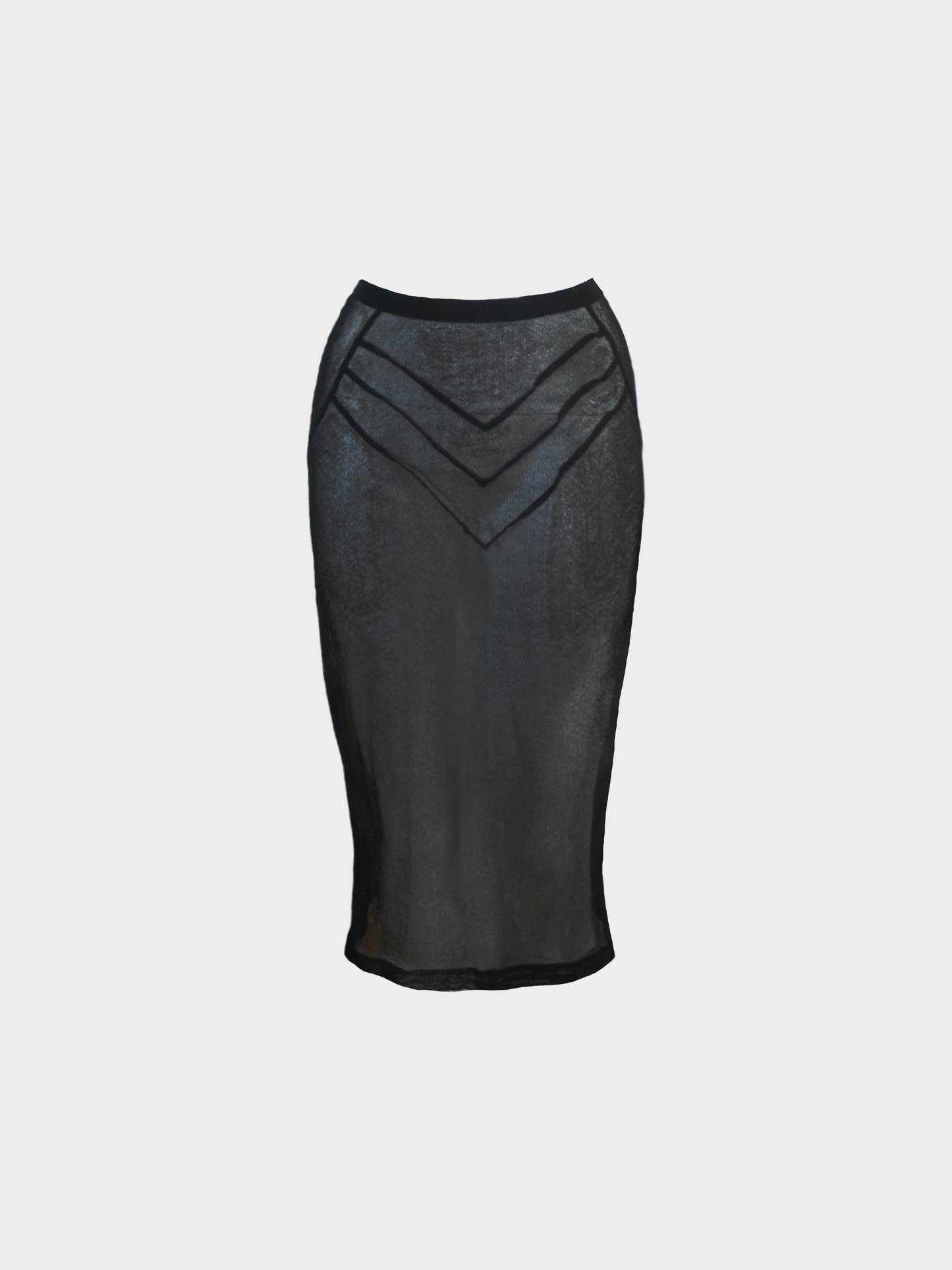 Gucci by Tom Ford 2000s Black Crystal Buckle Bra and Sheer Midi Skirt Set