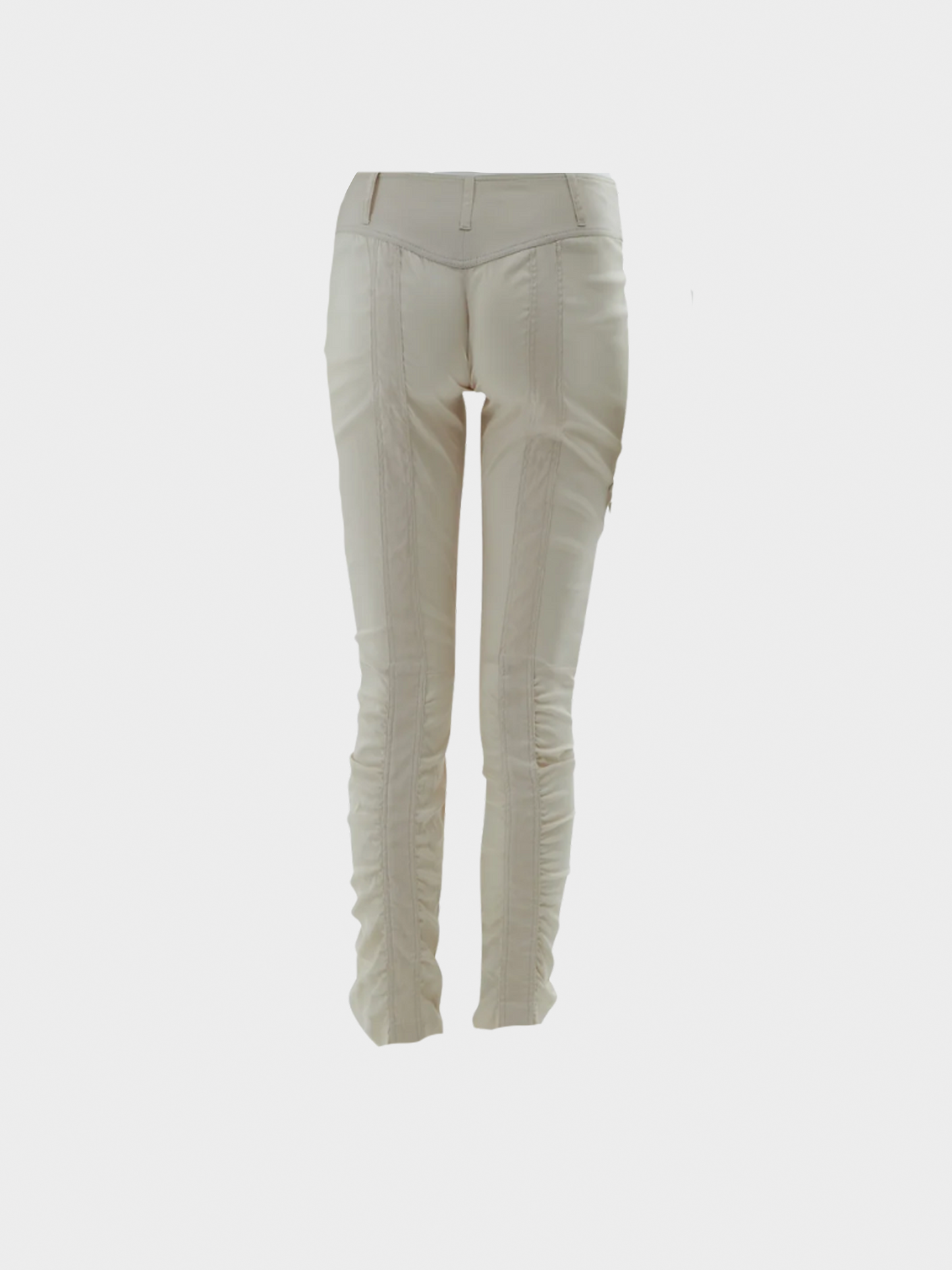 Gucci by Tom Ford SS 2004 White Ruched Silk Pants