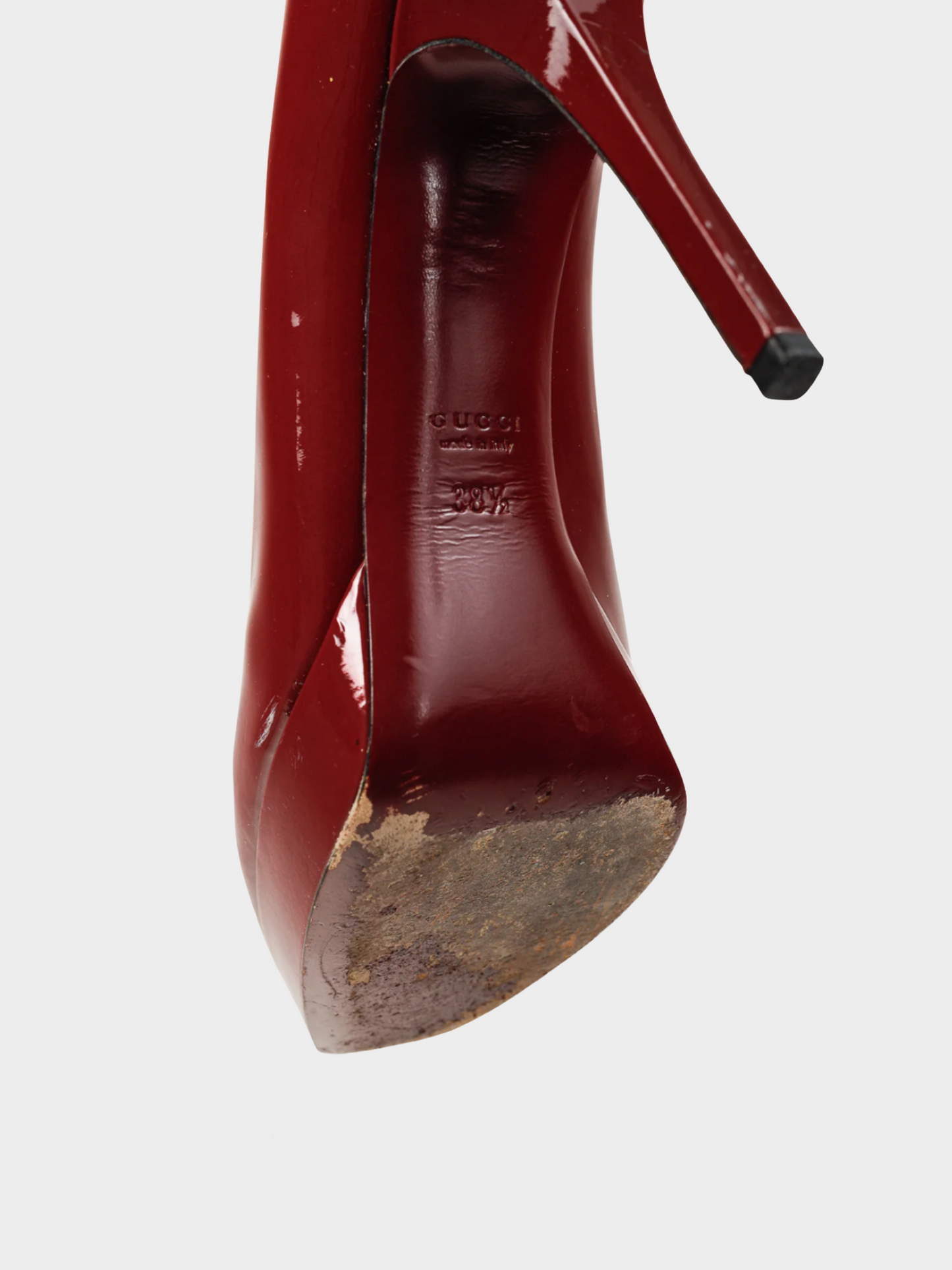 Gucci 2009 Burgundy Vernice Crystal Square-Toe Patent Leather Platform Pumps