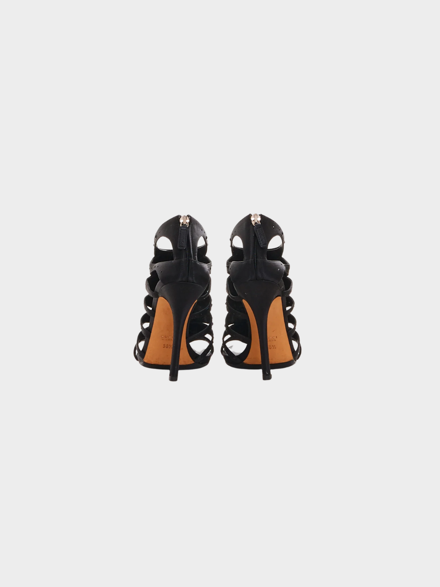 Gucci 2000s Black Satin Crystal Embellished Sandals