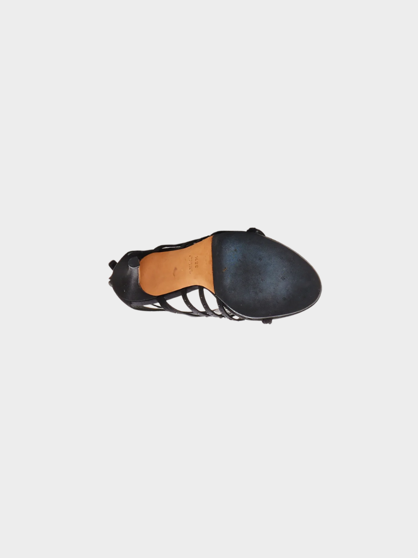 Gucci 2000s Black Satin Crystal Embellished Sandals