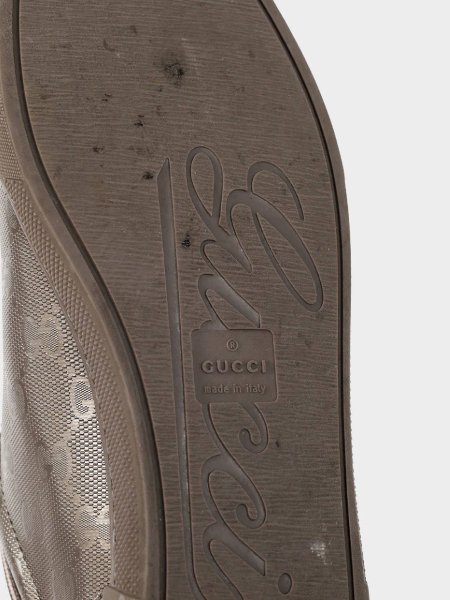 Gucci 2010s Mauve GG Monogram Canvas & Miro Soft Metallic Leather Sneakers