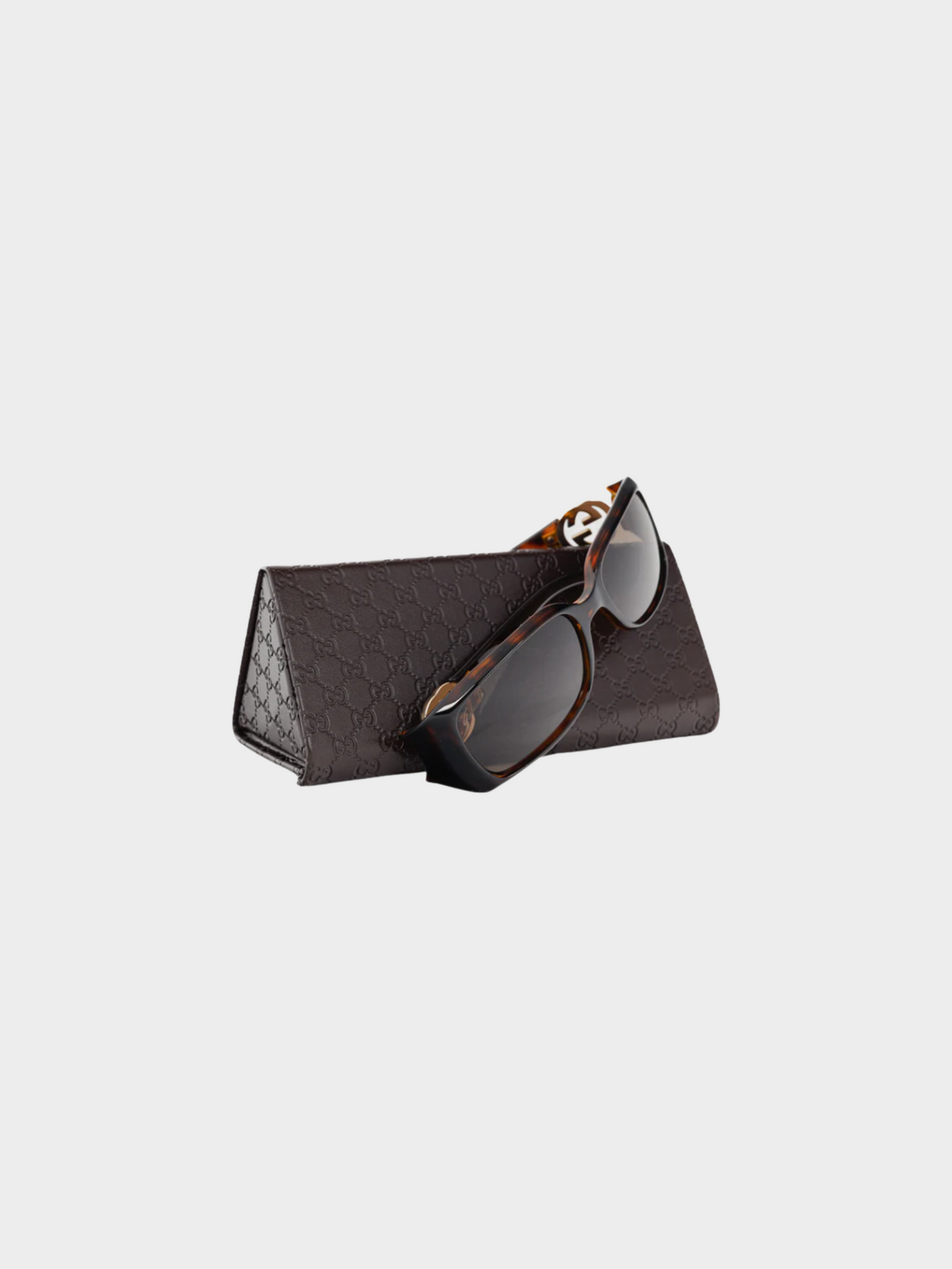 Gucci 2012 Brown Tortoiseshell GG-Hinge Rectangular Sunglasses