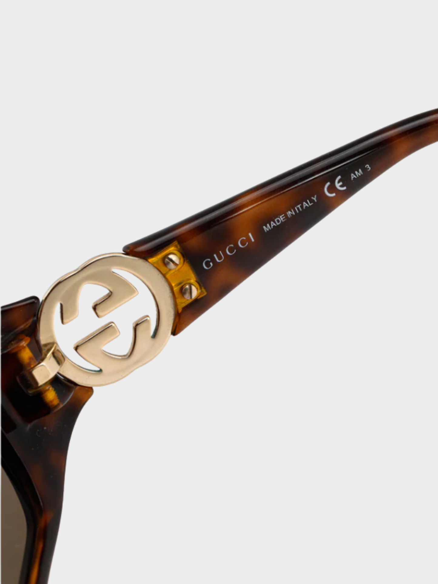 Gucci 2012 Brown Tortoiseshell GG-Hinge Rectangular Sunglasses