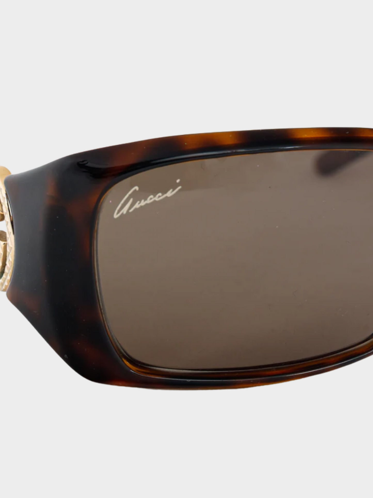 Gucci 2012 Brown Tortoiseshell GG-Hinge Rectangular Sunglasses