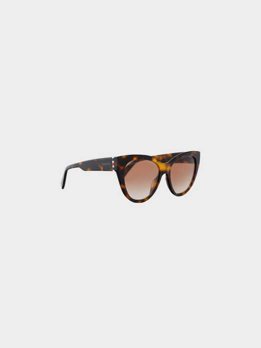 Gucci 2010s Web Plaque Tortoiseshell Cat-Eye Sunglasses