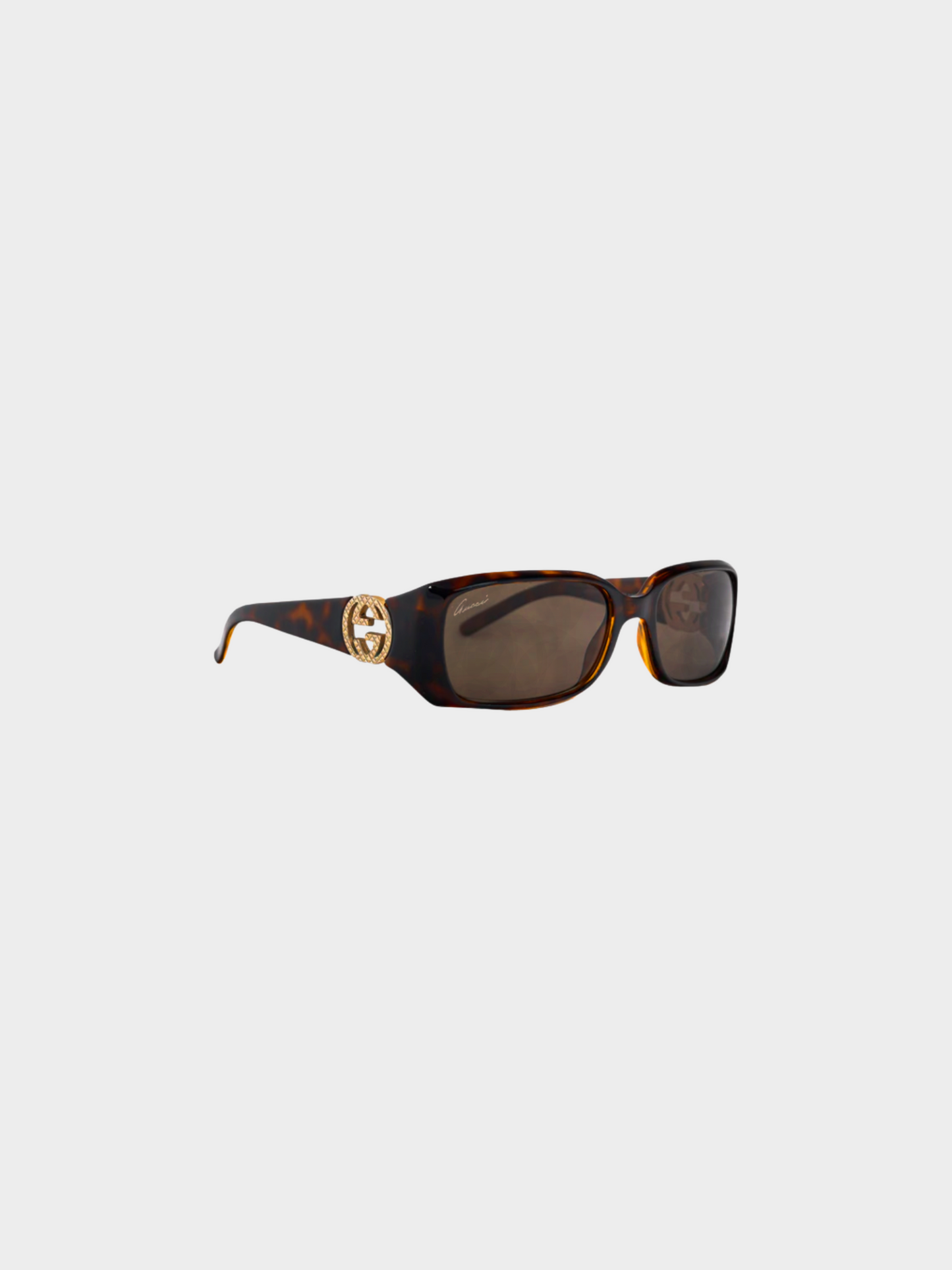 Gucci 2012 Brown Tortoiseshell GG-Hinge Rectangular Sunglasses