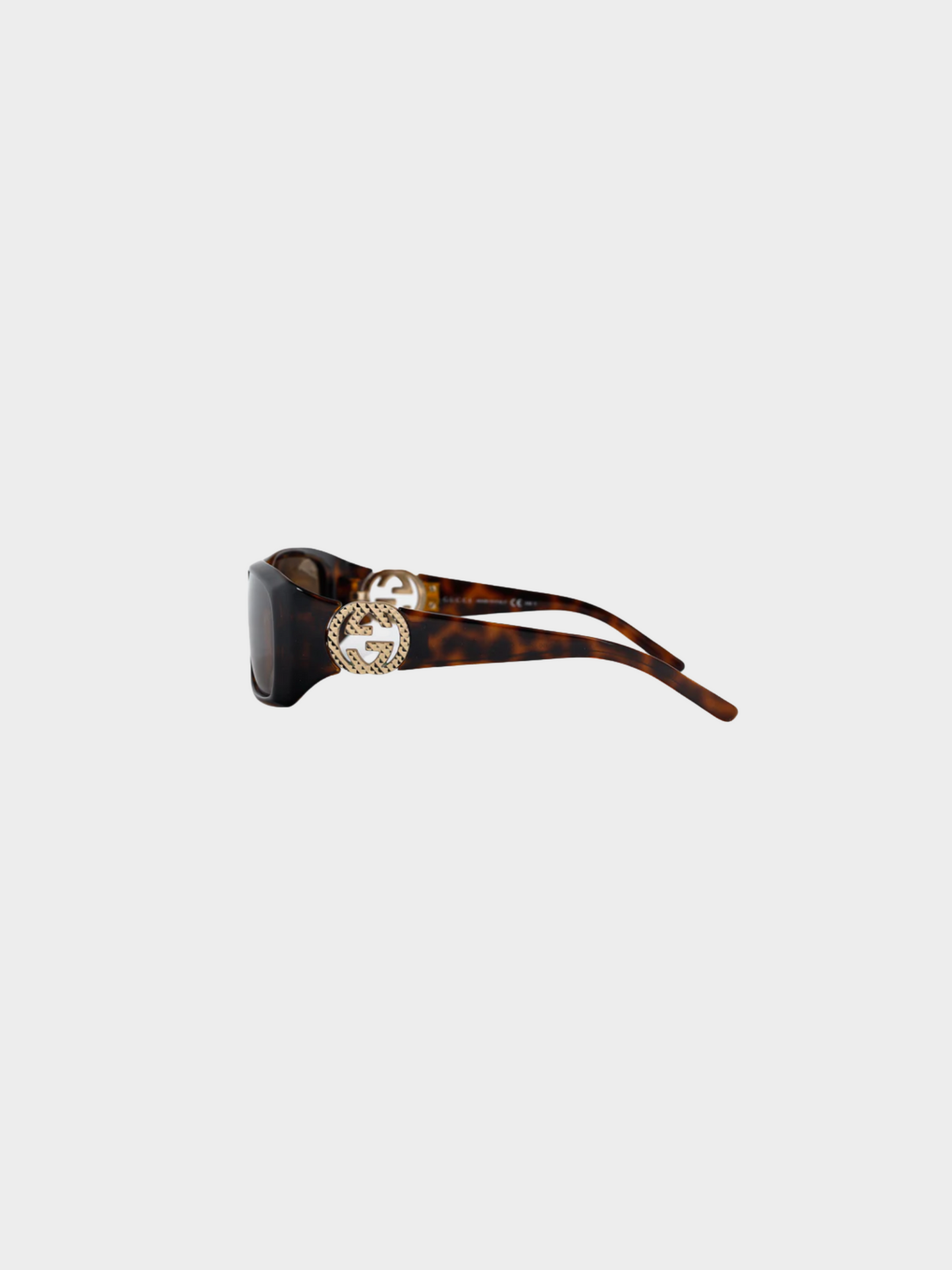 Gucci 2012 Brown Tortoiseshell GG-Hinge Rectangular Sunglasses