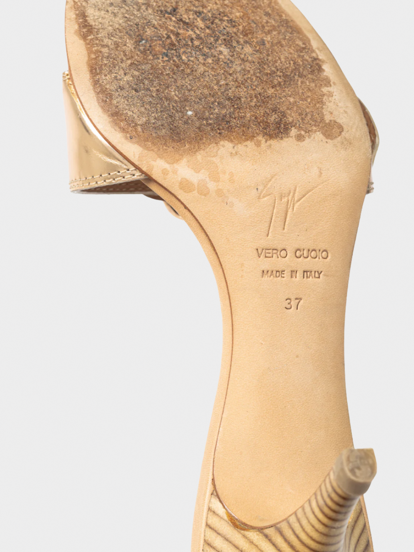 Giuseppe Zanotti 2000s Camel Leather Buckled Mule Sandals