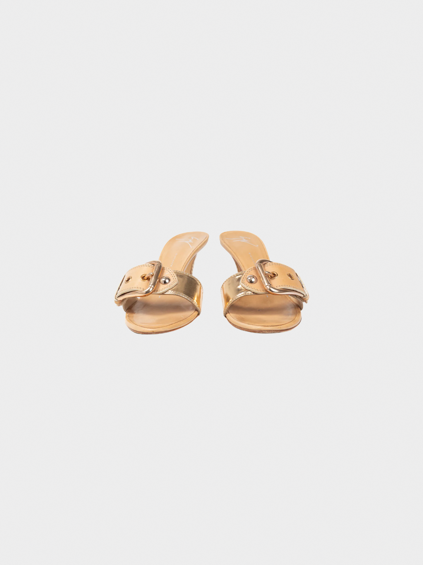 Giuseppe Zanotti 2000s Camel Leather Buckled Mule Sandals
